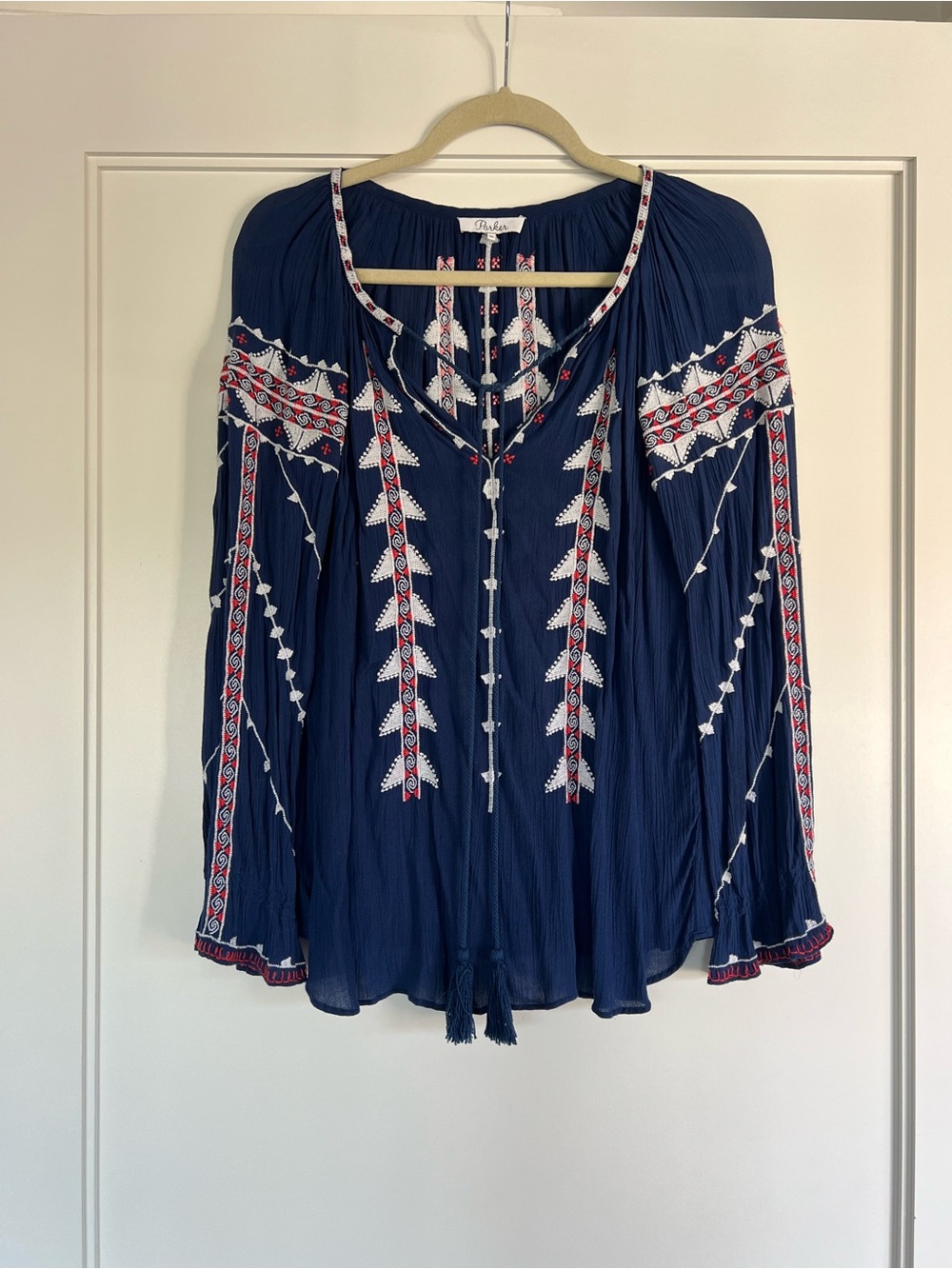 Parker Embroidered Navy Top